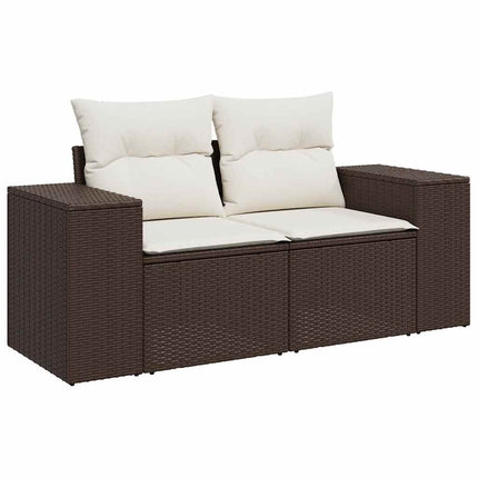 sofasæt til haven 9 dele med hynder polyrattan brun