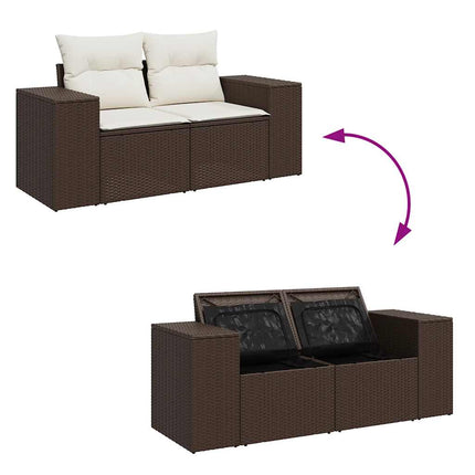 sofasæt til haven 9 dele med hynder polyrattan brun