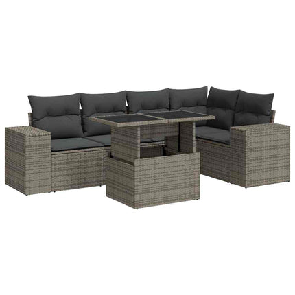 sofasæt til haven 6 dele med hynder polyrattan grå