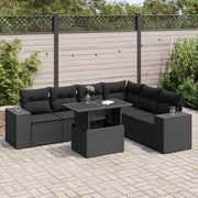 sofasæt til haven 7 dele med hynder polyrattan sort