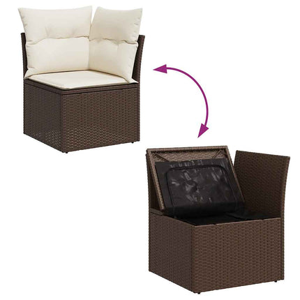 sofasæt til haven 9 dele med hynder polyrattan brun