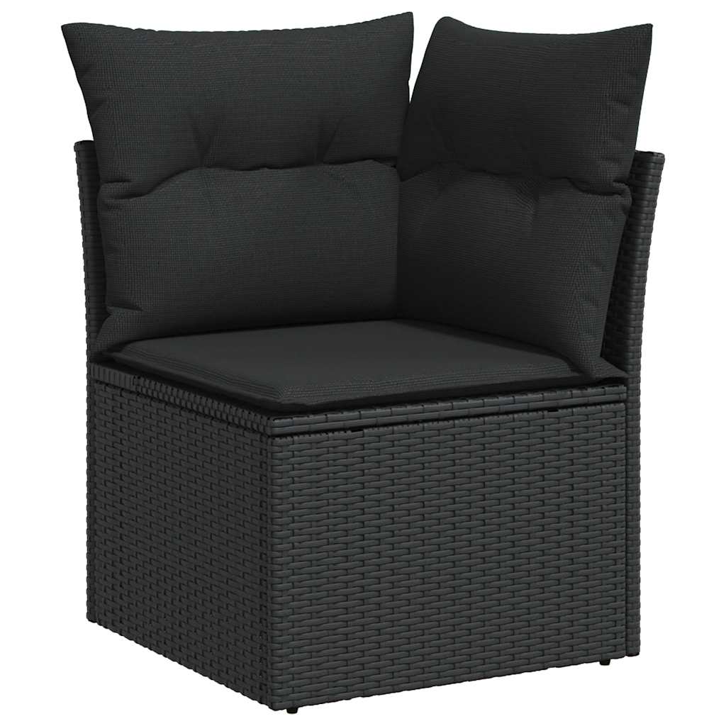 sofasæt til haven 7 dele med hynder polyrattan sort