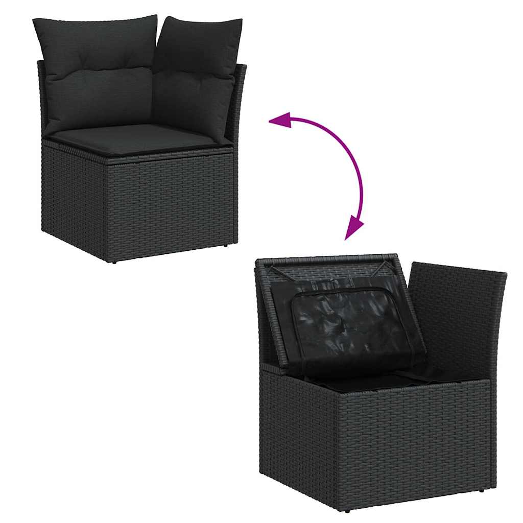 sofasæt til haven 7 dele med hynder polyrattan sort