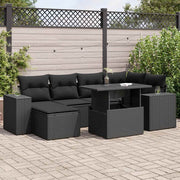 sofasæt til haven 7 dele med hynder polyrattan sort