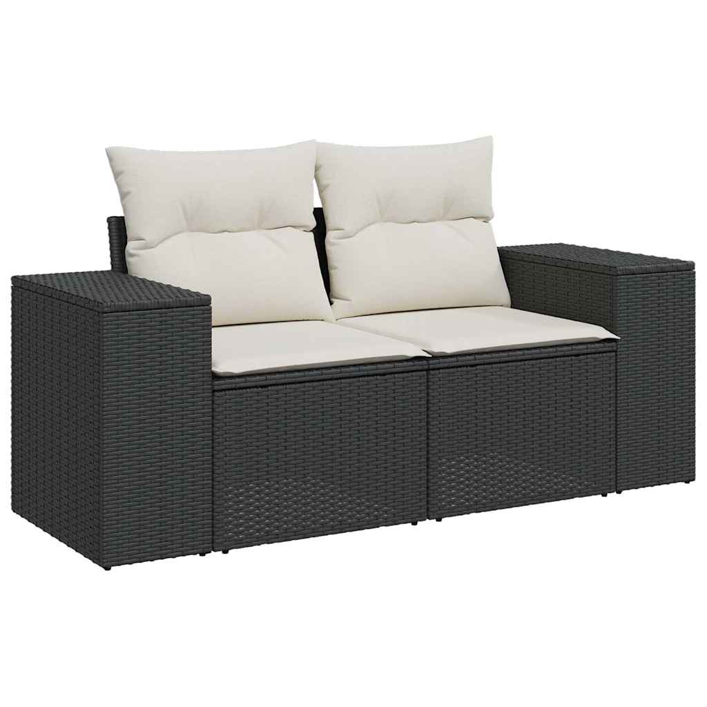 sofasæt til haven 7 dele med hynder polyrattan sort