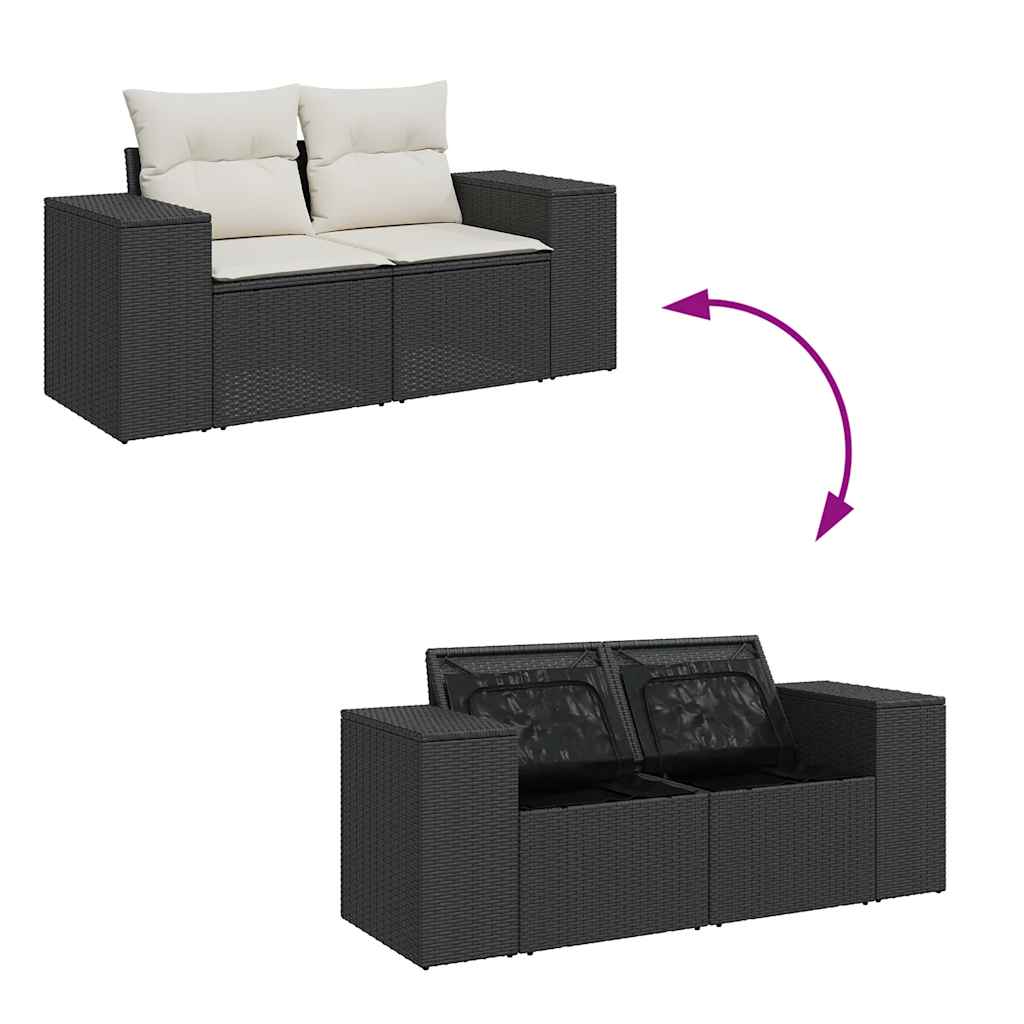 sofasæt til haven 7 dele med hynder polyrattan sort