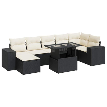 sofasæt til haven 8 dele med hynder polyrattan sort
