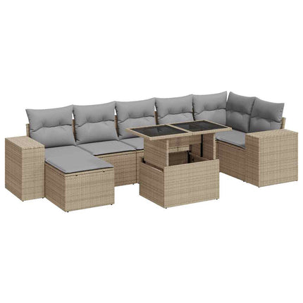 sofasæt til haven 8 dele med hynder polyrattan beige