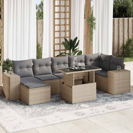 sofasæt til haven 8 dele med hynder polyrattan beige