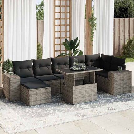sofasæt til haven 8 dele med hynder polyrattan grå