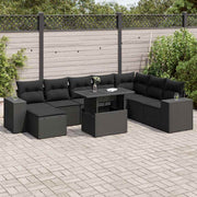 sofasæt til haven 9 dele med hynder polyrattan sort