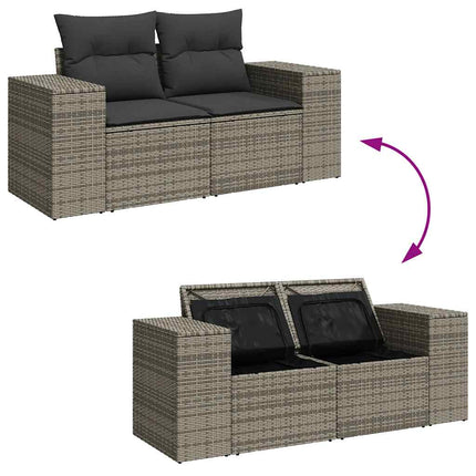 sofasæt til haven 9 dele med hynder polyrattan grå