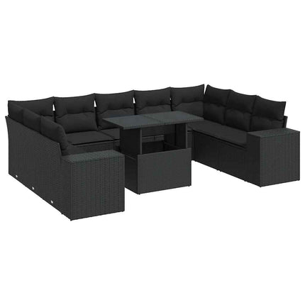 sofasæt til haven 10 dele med hynder polyrattan sort