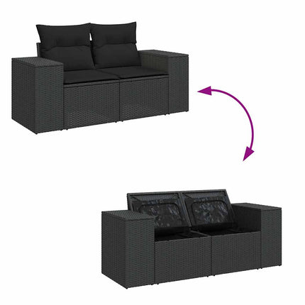 sofasæt til haven 10 dele med hynder polyrattan sort