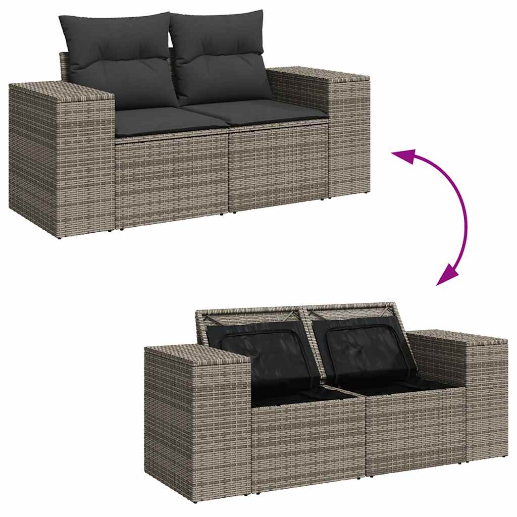 sofasæt til haven 10 dele med hynder polyrattan grå