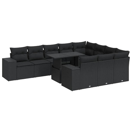 sofasæt til haven 11 dele med hynder polyrattan sort