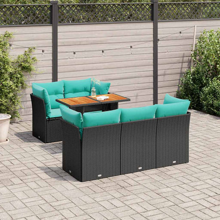 sofasæt til haven 6 dele med hynder polyrattan sort