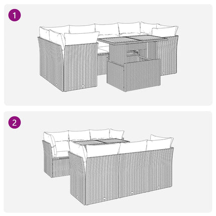 sofasæt til haven 7 dele med hynder polyrattan beige