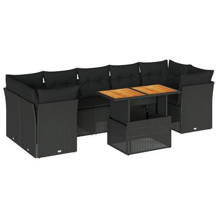 sofasæt til haven 8 dele med hynder polyrattan sort