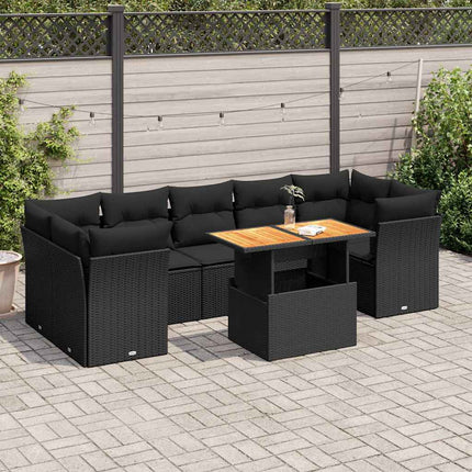 sofasæt til haven 8 dele med hynder polyrattan sort