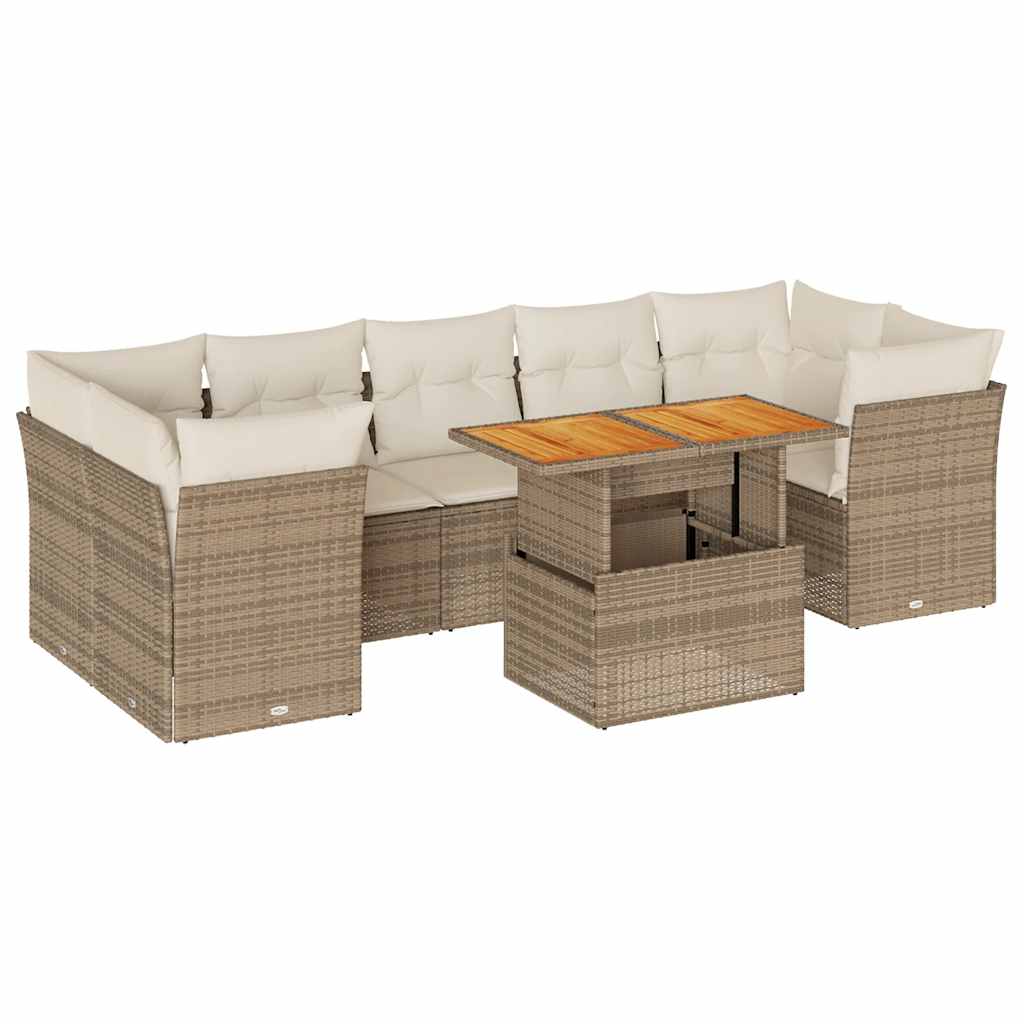 sofasæt til haven 8 dele med hynder polyrattan beige