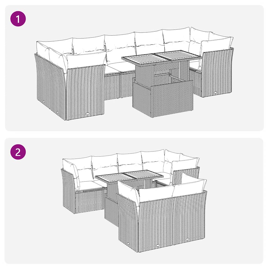 sofasæt til haven 8 dele med hynder polyrattan beige