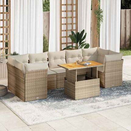sofasæt til haven 8 dele med hynder polyrattan beige