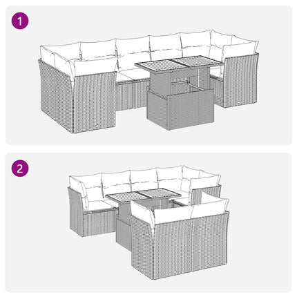 sofasæt til haven 8 dele med hynder polyrattan grå