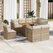 sofasæt til haven 9 dele med hynder polyrattan beige