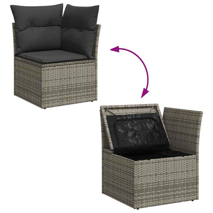 sofasæt til haven 9 dele med hynder polyrattan grå