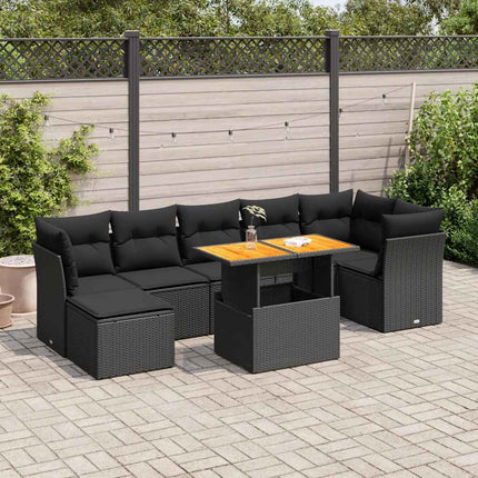 sofasæt til haven 8 dele med hynder polyrattan sort