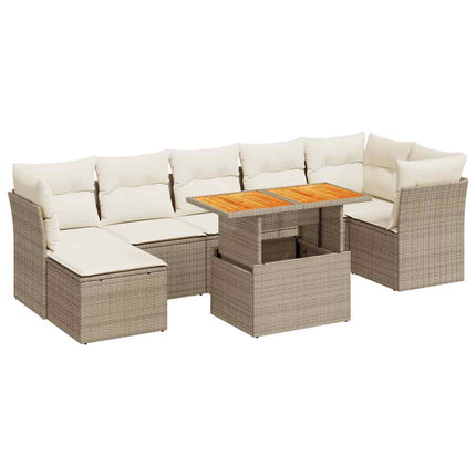 sofasæt til haven 8 dele med hynder polyrattan beige