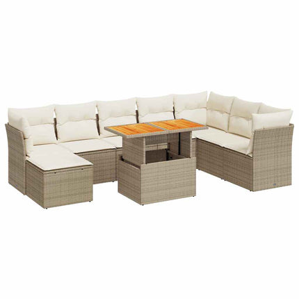 sofasæt til haven 9 dele med hynder polyrattan beige