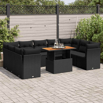 sofasæt til haven 10 dele med hynder polyrattan sort