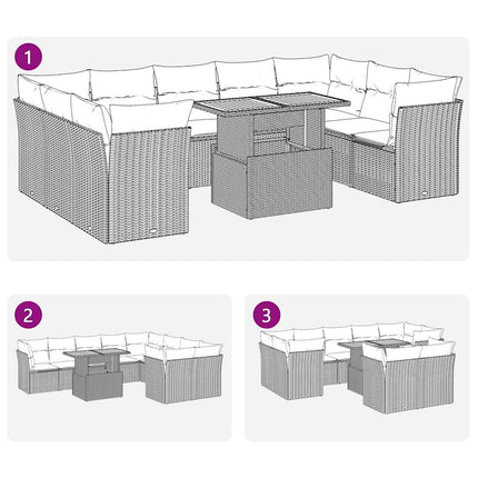 sofasæt til haven 10 dele med hynder polyrattan sort