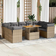 sofasæt til haven 10 dele med hynder polyrattan beige