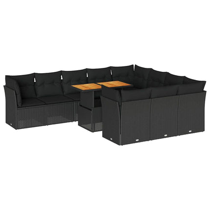 sofasæt til haven 11 dele med hynder polyrattan sort