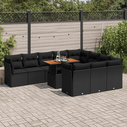 sofasæt til haven 11 dele med hynder polyrattan sort
