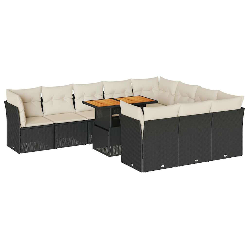 sofasæt til haven 11 dele med hynder polyrattan sort