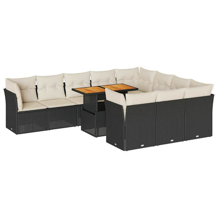 sofasæt til haven 11 dele med hynder polyrattan sort