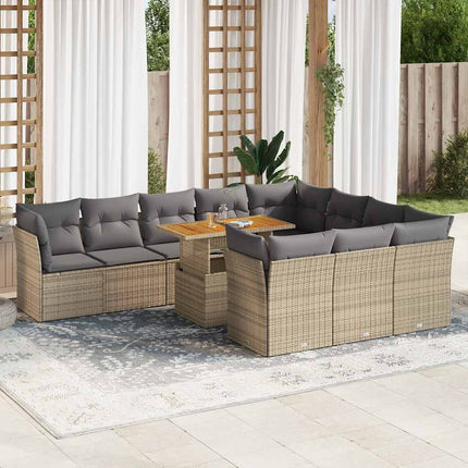 sofasæt til haven 11 dele med hynder polyrattan beige