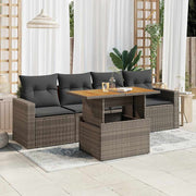 sofasæt 5 dele med hynder polyrattan grå