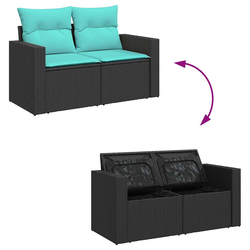 sofasæt til haven 6 dele med hynder polyrattan sort