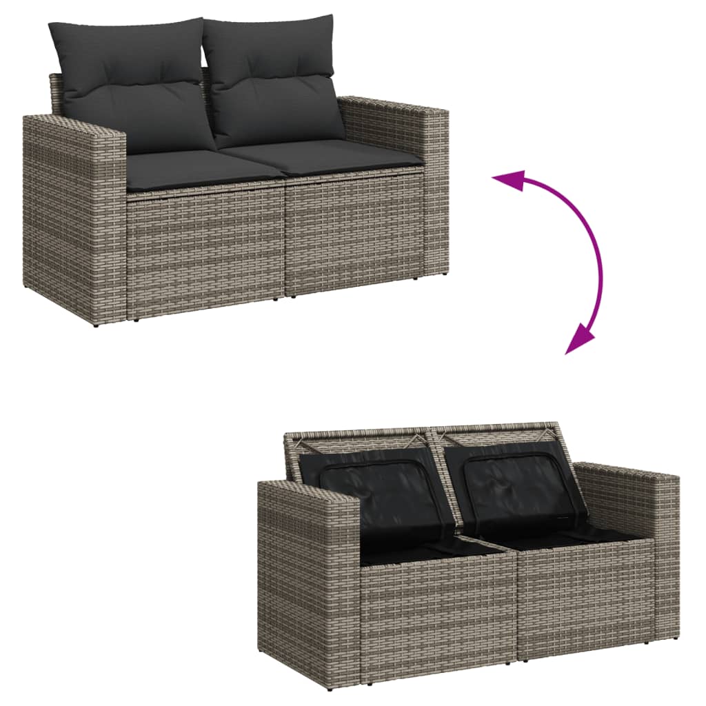 sofasæt til haven 9 dele med hynder polyrattan grå