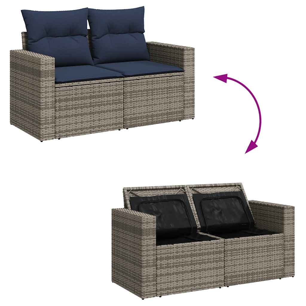 sofasæt til haven 9 dele med hynder polyrattan grå