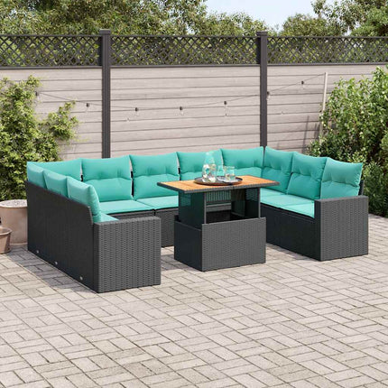 sofasæt til haven 10 dele med hynder polyrattan sort