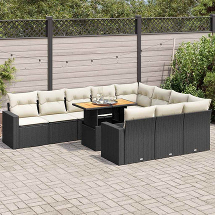 sofasæt til haven 11 dele med hynder polyrattan sort