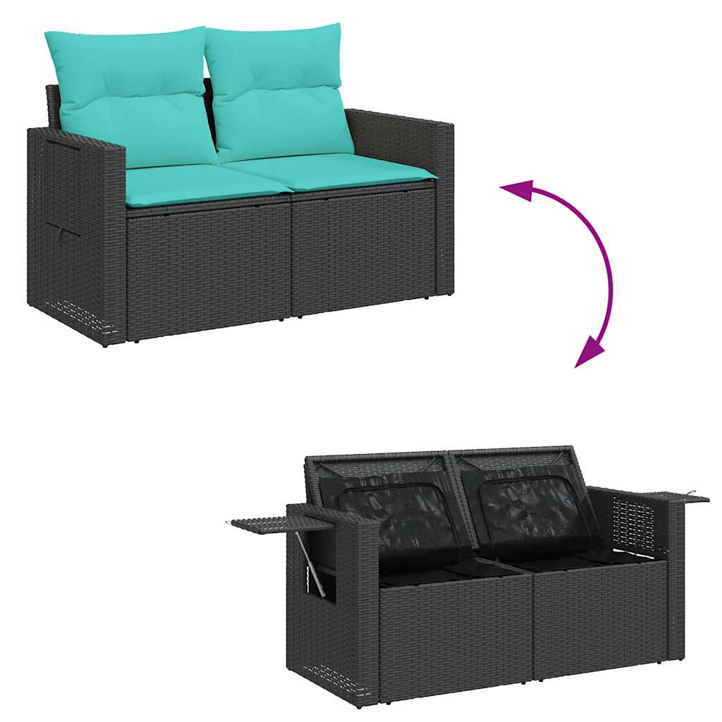 sofasæt til haven 5 dele med hynder polyrattan sort