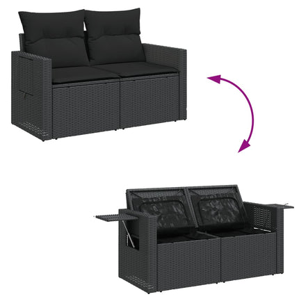 sofasæt til haven 7 dele med hynder polyrattan sort