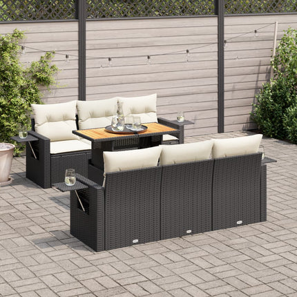 sofasæt til haven 7 dele med hynder polyrattan sort